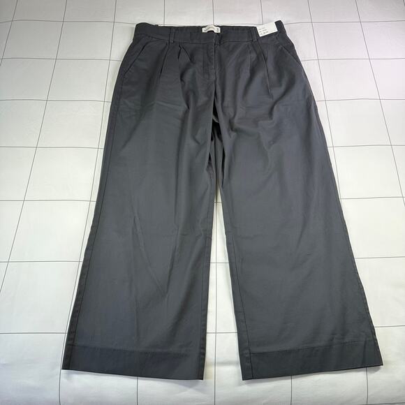 Abercrombie & Fitch Pants Womens 32 Short Gray Wide Leg Pleated Low Rise New - Picture 1 of 13